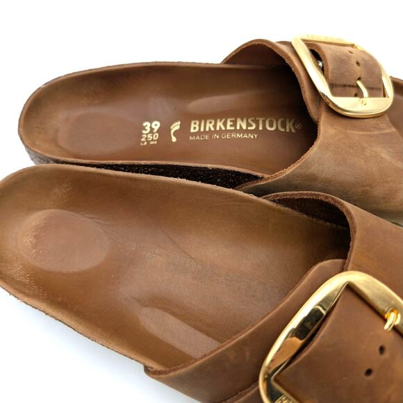 Birkenstock Madrid Big Buckle Sandals Unisex Cognac Size W8/M6 EU39 - Picture 11 of 13